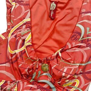 Apple Bottoms Orange Ruched Form Fitting Body Con Mini Dress Y2K Colorful Club